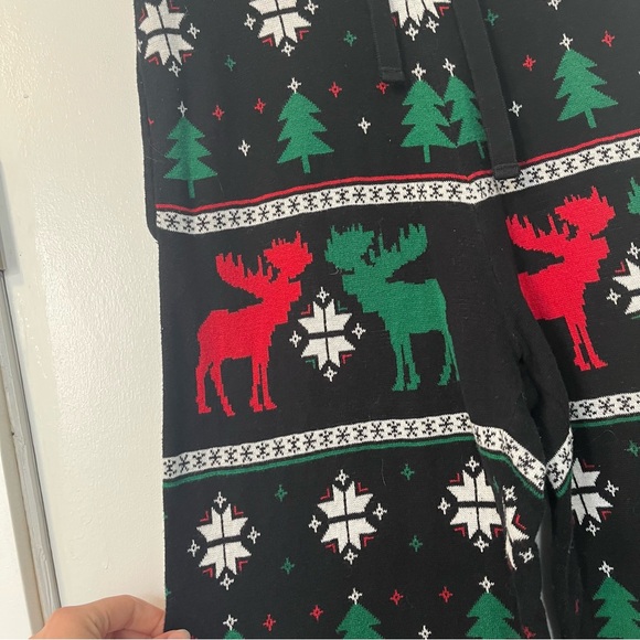 Festive Christmas Holiday Joggers Black Red Green white mens size large unisex - Picture 3 of 8